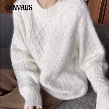 Нежный ветер мягкий свитер Twist женский осенне-зимний ленивый круглый вырез утолщенный трикотаж One size бежевый