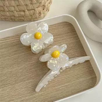 Нежный желтый цветок заколка для волос из ацетата: Аксессуар для волос «Акула»