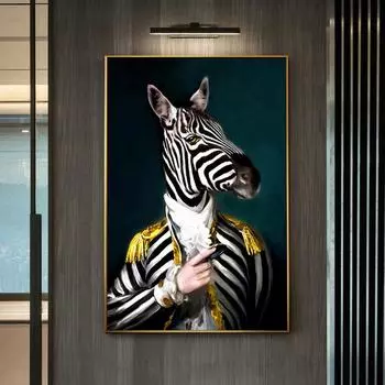 Нежный жираф, картина маслом, настенный художественный плакат и гравюра, черно-белые изображения животных 21cm30cm NoFrame