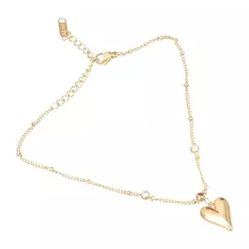 Нежный золотой хрустальный браслет на ногу с дизайном сердца. Неподвластное времени золотое украшение на щиколотку, подчеркивающее хрусталь в форме сердца, для стильных женщин.