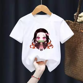 Nezuko Chibi Kimetsu no Yaiba, забавные футболки для мальчиков и девочек, детский подарок в стиле аниме, одежда в стиле Харадзюку для маленьких детей, Прямая поставка 100