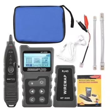 NF-8209 Тестер кабеля Многофункциональный ЖК-тестер сетевого кабеля Тестер проводов Тестер PoE Встроенный тестер напряжения и тока PoE