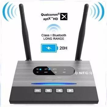 NFC 262 фута/80 м большой дальности Bluetooth 5,0 передатчик приемник 3 в 1 музыкальный аудио адаптер с низкой задержкой AptX HD Spdif RCA AUX 3,5 мм Bluetooth v5.0 чёрный