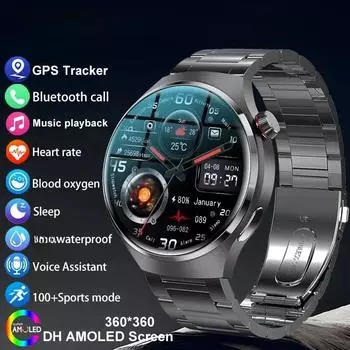 NFC Беспроводная зарядка Смарт-часы AMOLED HD Экран Частота сердечных сокращений Bluetooth Вызов Водонепроницаемый GPS Спорт Фитнес-трекер SmartWatch