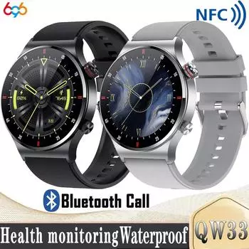 Nfc Blue Tooth Call Smartwatch Men Ecg Ppg Blood Pressure Monitor Sports Fitness Business Smart Watch Ips Qw33 для Ios Android
