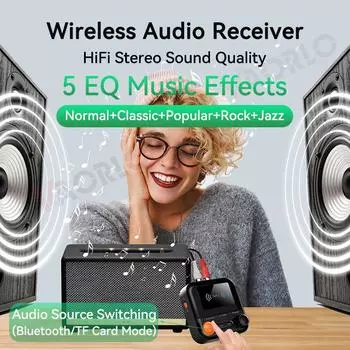 NFC Bluetooth аудио приемник 5 режимов эквалайзера поддержка воспроизведения карт TF 3.5 мм AUX R/L RCA стерео HIFI музыкальный беспроводной адаптер с микрофоном None