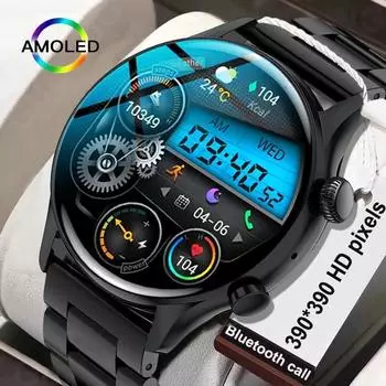Nfc Bluetooth Call Smart Watch Men Screen Always Show Time Amoled 390*390 Full Touch Screen Ip68 Водонепроницаемые Smartwatch Women