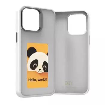 NFC Function Smart Phone Cases E-ink Screen DIY Wireless Transmission Screen Projection Phone Case For iPhone 15 14 Pro Max iPhone 15 pro max серый