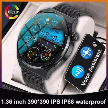 Nfc Smartwatch Men Gt3 Pro Amoled 390*390 Hd экран часы Heart Rate Bluetooth Call Ip68 водонепроницаемый для Huawei Xiaomi