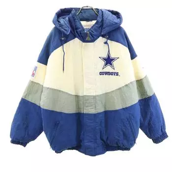 NFL 90s Old Paddet Nylon jacket L blue COWBOYS Padding Men s Used