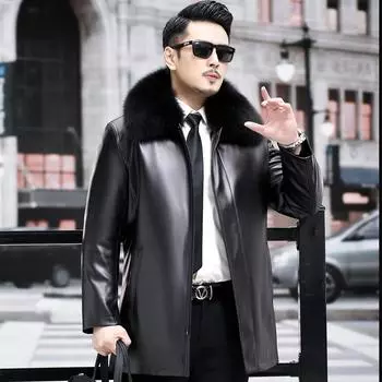 Ni Gou средняя и длинная кожаная куртка мужская норковая подкладка из меха золотистой норки зимняя куртка M