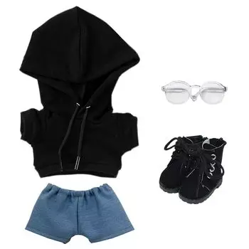 nianniyhouse 10 см 15 см 20 см Мягкая одежда Свободный крой толстовка с капюшоном джинсы очки обувь наряды хлопковые аксессуары для кукол (А1, 20см)