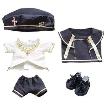 nianniyhouse 10 см 15 см 20 см 40 см Мягкая одежда Европейская шляпа Платье Рубашка Брюки Шаль Кожаная обувь Хлопковая кукла Аксессуары для переодевания (40см)