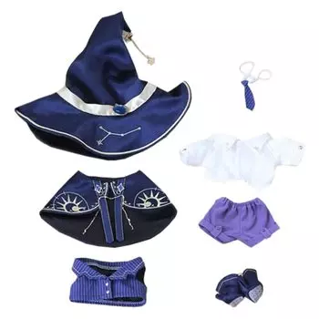 nianniyhouse 10 см 20 см плюшевая одежда шляпа шаль платье рубашка брюки галстук жилет обувь набор волшебника хлопковая кукла наряд аксессуары (Фиолетовый, 20см)