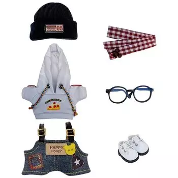 nianniyhouse 10 см мягкая игрушка одежда клетчатый шарф вязаная шапка толстовка с капюшоном нагрудник брюки очки кожаная обувь лесной комплект кукла из хлопка аксессуары наряд белый