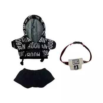 nianniyhouse 10 см плюшевая одежда свободный комплект хип-хоп толстовка с капюшоном эластичные шорты рюкзак нарядная хлопковая кукольная одежда (Черный, 10см)