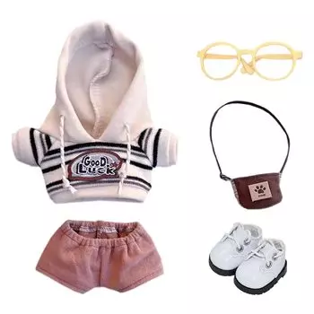 nianniyhouse 10см 15см 20см мягкая игрушка одежда толстовка с капюшоном брюки очки рюкзак кожаная обувь полосатый костюм кукла из хлопка одеваются одеваются