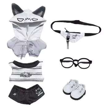 nianniyhouse 10см 15см 20см плюшевый костюм животного толстовка с капюшоном жилет брюки рюкзак очки обувь волк и медведь одежда хлопковая кукла наряд