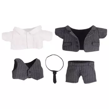 nianniyhouse 15 см Кукольная одежда Хлопковая кукольная одежда Костюм пиджак рубашка жилет галстук брюки комплект из 5 предметов Кукольная детская одежда в полоску для плюшевых игрушек + + + + чёрный