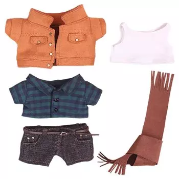 nianniyhouse 15 см мягкая игрушка одежда джинсовый костюм шарф куртка клетчатая рубашка жилет брюки хлопок кукольная одежда наряд