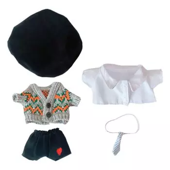 nianniyhouse 20 см Кукольная одежда для плюшевых игрушек Шапка свитер платье рубашка галстук шорты комплект из 5 предметов Одежда для кукол из хлопка Одежда для кукол-малышек + + + +