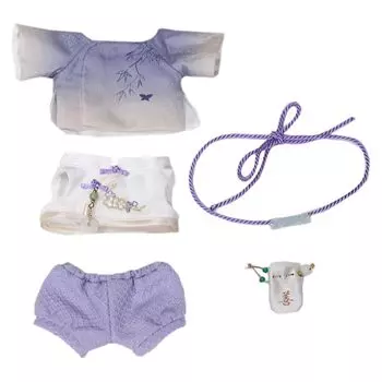 nianniyhouse 20 см мягкая игрушка одежда куртка жилет брюки повязка на голову аксессуары фиолетовый антикварный кукольный костюм ханьфу хлопковая кукла наряд