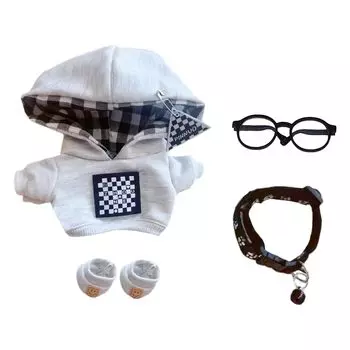 nianniyhouse 20 см плюшевая одежда пальто обувь очки воротник хлопковая кукольная одежда 10 см-15 см наряд (Серый, 10см-15см) серый