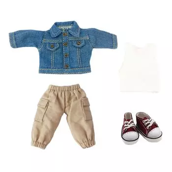 nianniyhouse bjd кукла одежда куртка брюки жилет обувь джинсовый костюм размер OB11 для куклы Obitsu 11см тело 1/12 (синий)