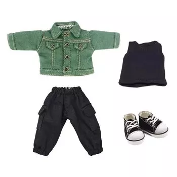 nianniyhouse bjd кукла одежда куртка брюки жилет обувь джинсовый костюм размер OB11 для куклы Obitsu 11см тело 1/12 (зеленый) зелёный