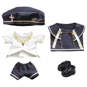 niannyyhouse 10cm 15cm 20cm 40cm Plush Clothes European Hat Dress Shirt Pants Shawl Leather Shoes Cotton Doll Accessories Dress Up (10cm)