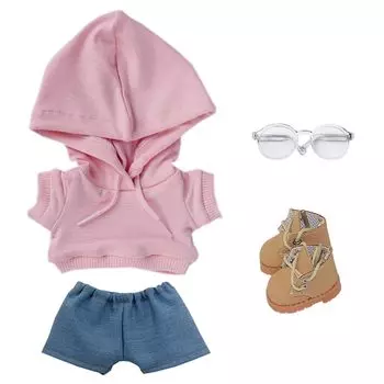 niannyyhouse 10cm 15cm 20cm Plush Clothes Loose Fit Hoodie Jeans Glasses Shoes Dress Up Cotton Doll Accessories (A3, 10cm) серый