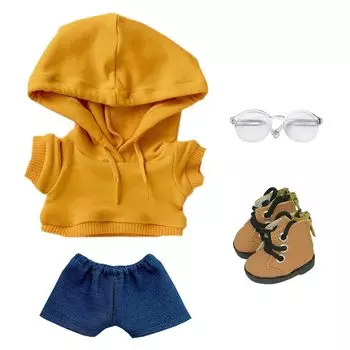 niannyyhouse 10cm 15cm 20cm Plush Clothes Loose Fit Hoodie Jeans Glasses Shoes Dress Up Cotton Doll Accessories (A5, 15cm)