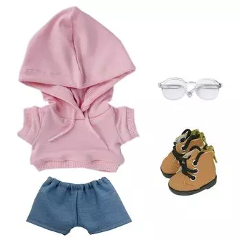 niannyyhouse 10cm 15cm 20cm Plush Clothes Loose Fit Hoodie Jeans Glasses Shoes Dress Up Cotton Doll Accessories (A3, 15cm)