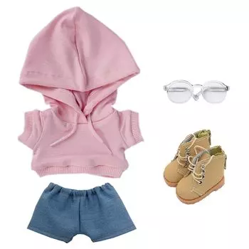 niannyyhouse 10cm 15cm 20cm Plush Clothes Loose Fit Hoodie Jeans Glasses Shoes Dress Up Cotton Doll Accessories (A3, 20cm)