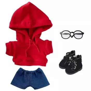niannyyhouse 10cm 15cm 20cm Plush Clothes Loose Fit Hoodie Jeans Glasses Shoes Dress Up Cotton Doll Accessories (A12, 15cm)