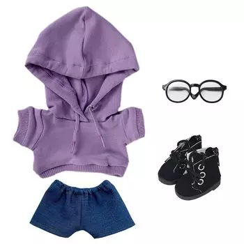 niannyyhouse 10cm 15cm 20cm Plush Clothes Loose Fit Hoodie Jeans Glasses Shoes Dress Up Cotton Doll Accessories (A11, 15cm)