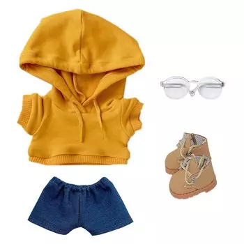 niannyyhouse 10cm 15cm 20cm Plush Clothes Loose Fit Hoodie Jeans Glasses Shoes Dress Up Cotton Doll Accessories (A5, 10cm) серый