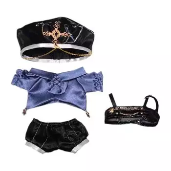 niannyyhouse 10cm stuffed toy clothes hat shirt pants vest vest set cotton doll doll dress up changeable clothes men s (Blue) синий