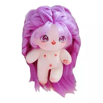 niannyyhouse 20 см Хлопковая Кукла Плюшевая Фиолетовые Прямые Длинные Волосы Девочка Жареные Волосы Атрибут Кукла Переодевание (В комплекте 2 скелета) серый