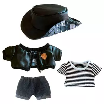 niannyyhouse 20cm Doll Cotton Doll Leather Striped Baby Doll Plush Toy Clothes, Clothes, Hat, Jacket, T-Shirt, Jeans, Clothes, Dress-Up, (B-2)