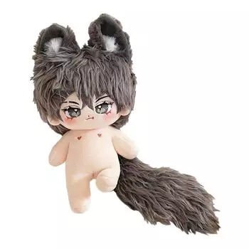 niannyyhouse 20cm Plush Boy Tail No Attribute Normal Body Doll Cotton Doll Dress-up (A11-Skeleton Included)