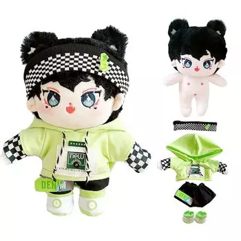 niannyyhouse 20cm stuffed animal normal body doll dress-up loose headband hoodie pants shoes cotton doll clothes (A-1)