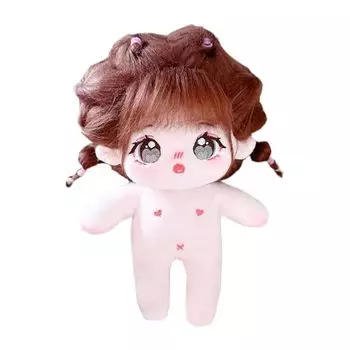 niannyyhouse 20cm stuffed toy caramel girl fried hair black hair No attributes normal body doll cotton doll Dress up (11-No skeleton)