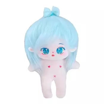 niannyyhouse 20cm stuffed toy girl light blue fried hair black hair No attributes normal body doll cotton doll Dress up (5-with skeleton)
