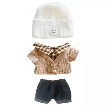 niannyyhouse Кукольная одежда 20 см шапка свитер шорты комплект из 3 предметов клетчатый свитер для плюшевых игрушек хлопковая кукольная одежда кукольная детская одежда нарядная + + (с2)