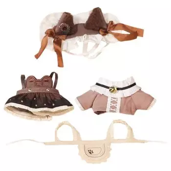 nianyyhouse 10 см мягкая игрушка одежда головной убор платье рубашка юбка фартук горничная комплект хлопковая кукольная одежда аксессуары наряд (коричневый)