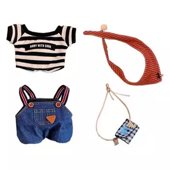 nianyyhouse 15 см мягкая игрушка одежда клетчатая подвеска штаны шарф рюкзак кукла из хлопка кукла аксессуары футболка наряд (Синий-15см)