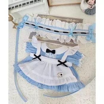 nianyyhouse 20 см мягкая игрушка горничная наряд головной убор платье фартук кукольная одежда из хлопка переодевание Алисы (синий) синий