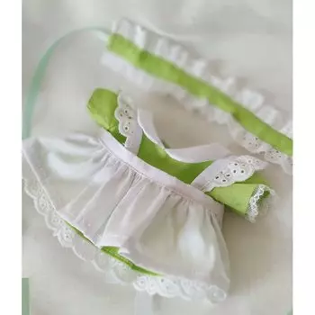 nianyyhouse 20 см мягкая игрушка одежда горничной комплект одежды головной убор платье фартук хлопковая кукольная одежда аксессуары для кукол наряд из 3 предметов (зеленый)