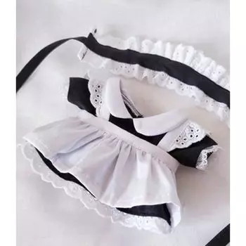 nianyyhouse 20 см мягкая игрушка одежда горничной комплект одежды головной убор платье фартук хлопковая кукольная одежда аксессуары для кукол наряд из 3 предметов (черный) чёрный